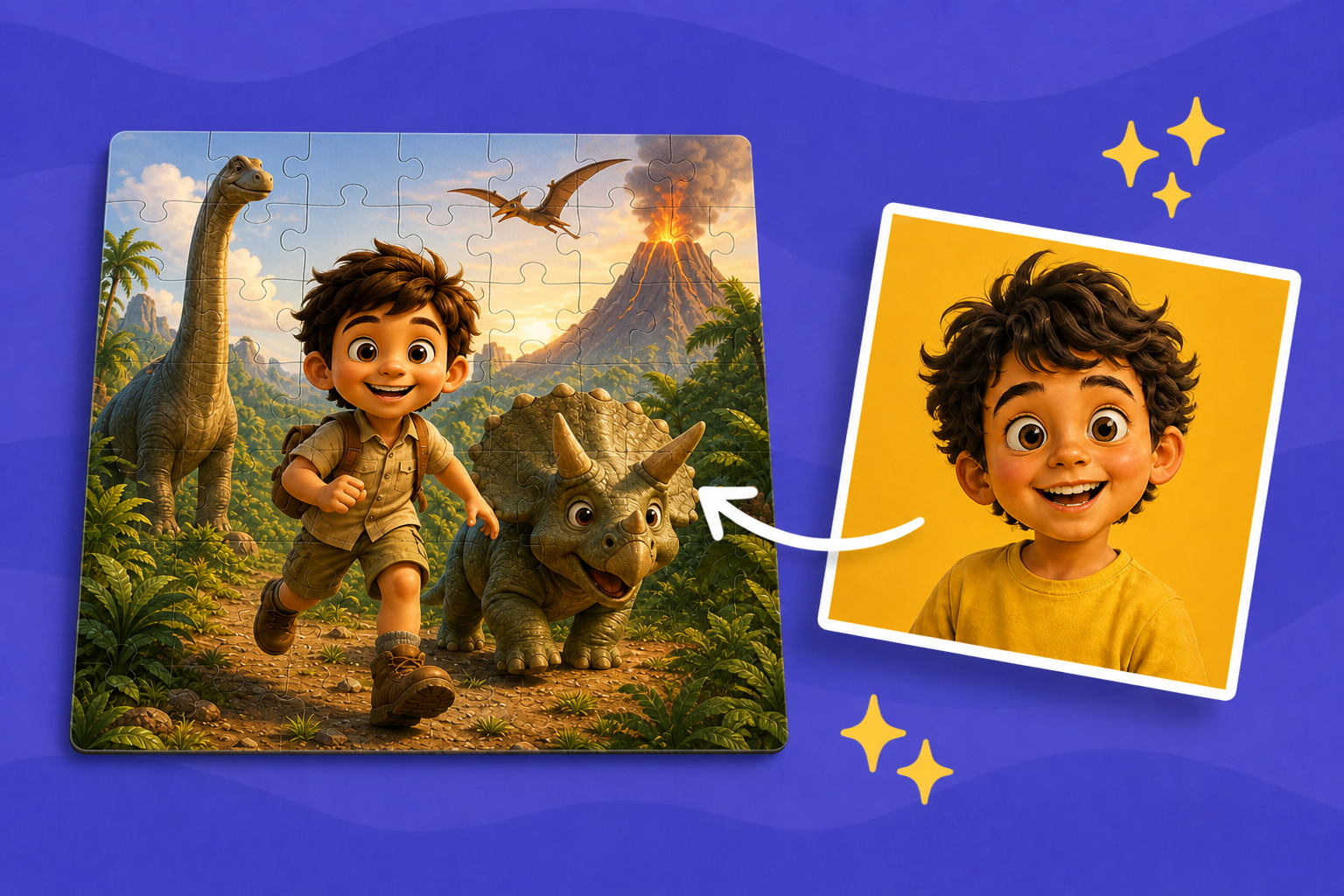 Puzzle Dinosaurios personalizado con la foto de tu peque