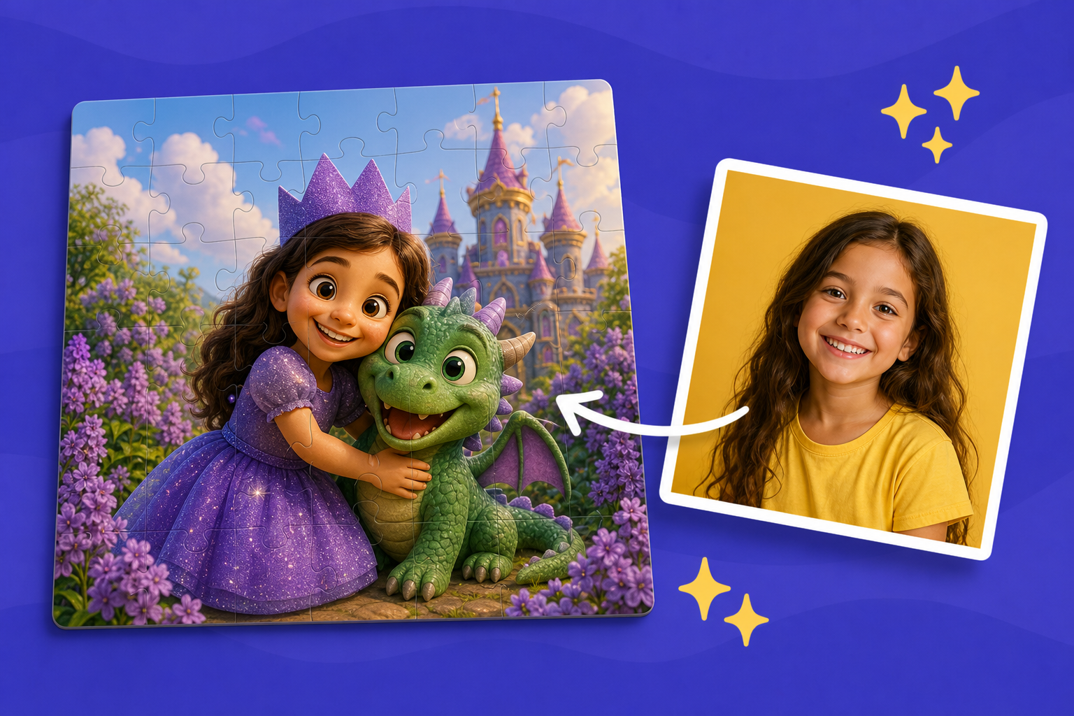 Puzzle La Princesa Valiente personalizado con la foto de tu peque